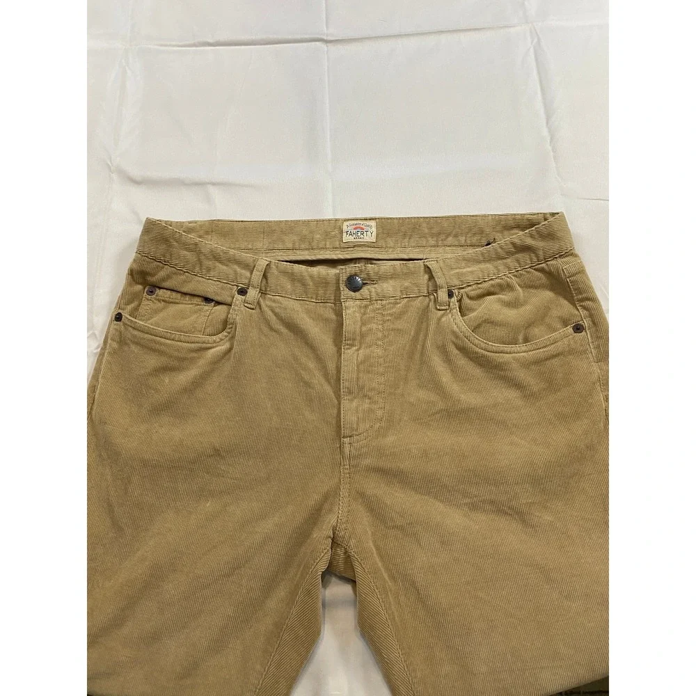 Faherty Brand Mens Tan‎ Khaki Corduroy 5-Pocket Straight Leg Pants